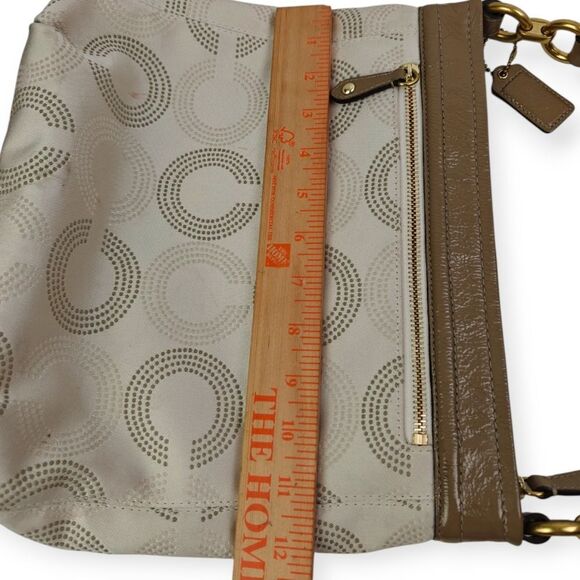Coach Olive Brown and Cream CC Signature Patterned Shoulder Bag Handbag Purse - Picture 11 of 13